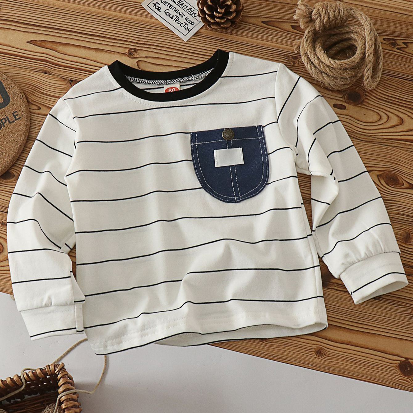 Toddler Striped Contrast Pocket T-shirt