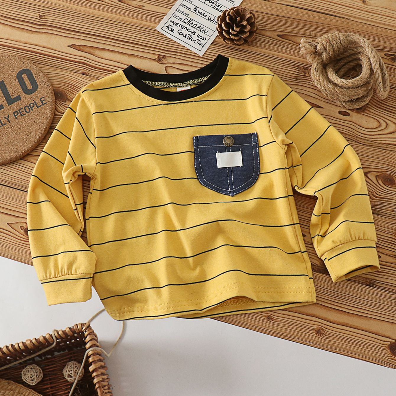 Toddler Striped Contrast Pocket T-shirt