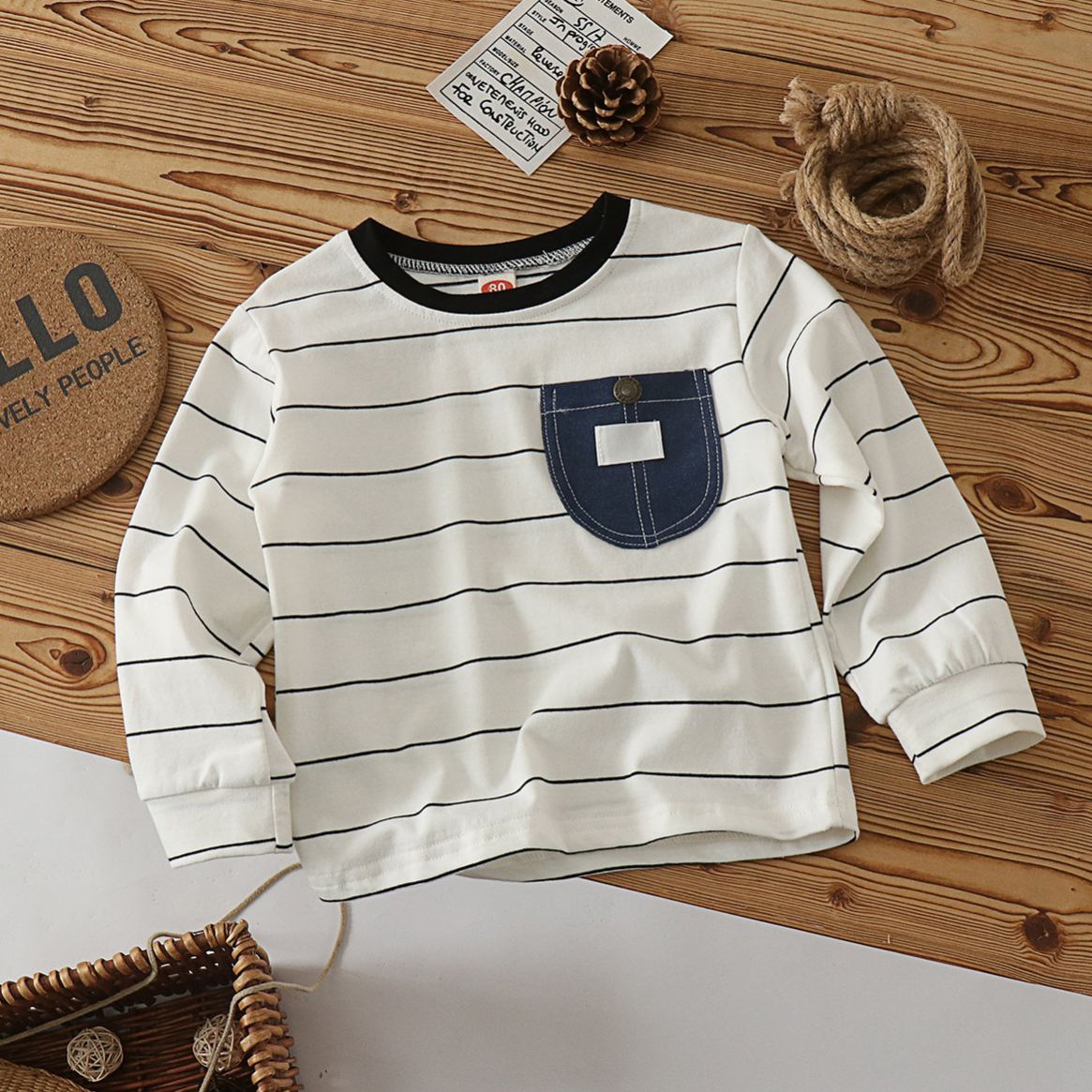 Toddler Striped Contrast Pocket T-shirt