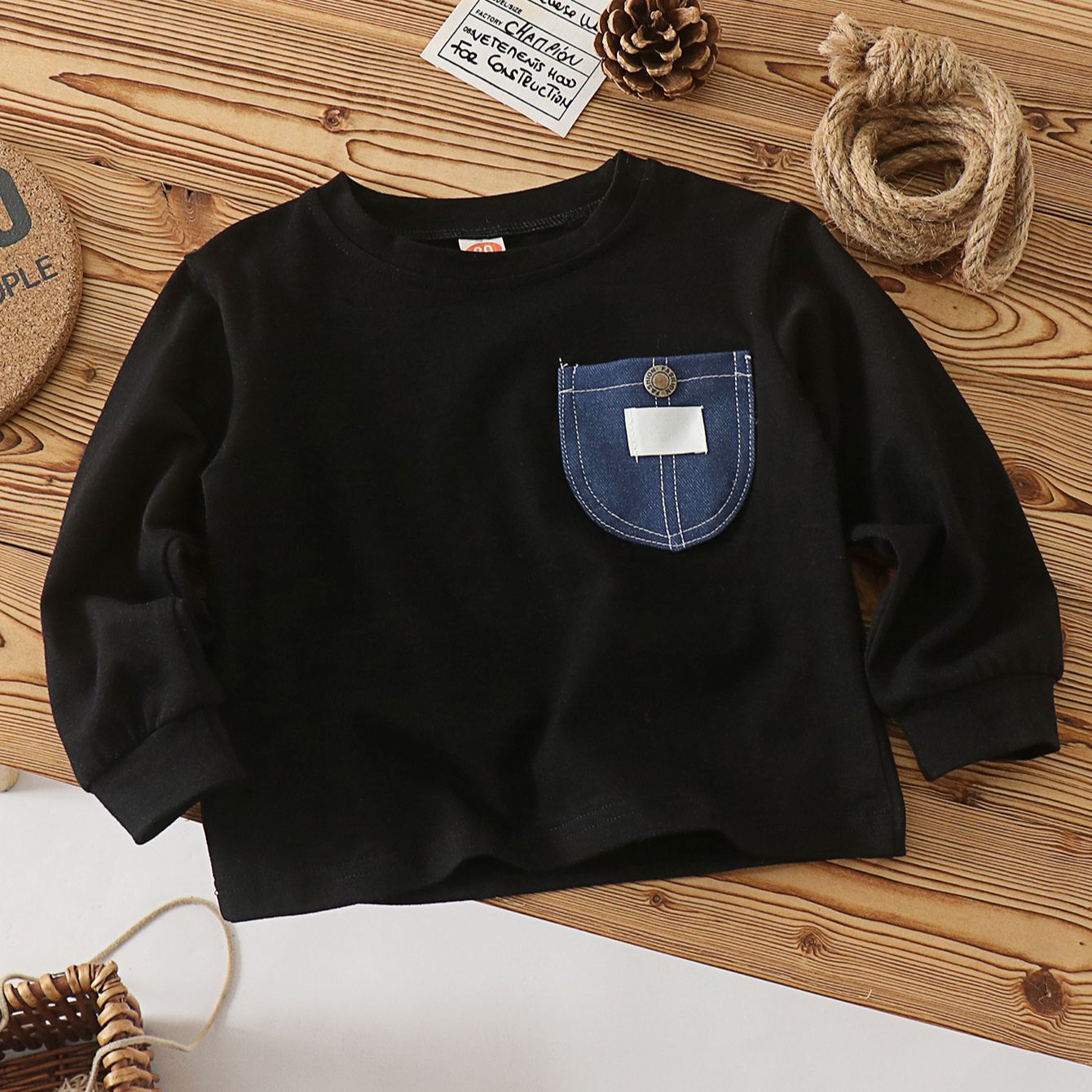 Toddler Striped Contrast Pocket T-shirt