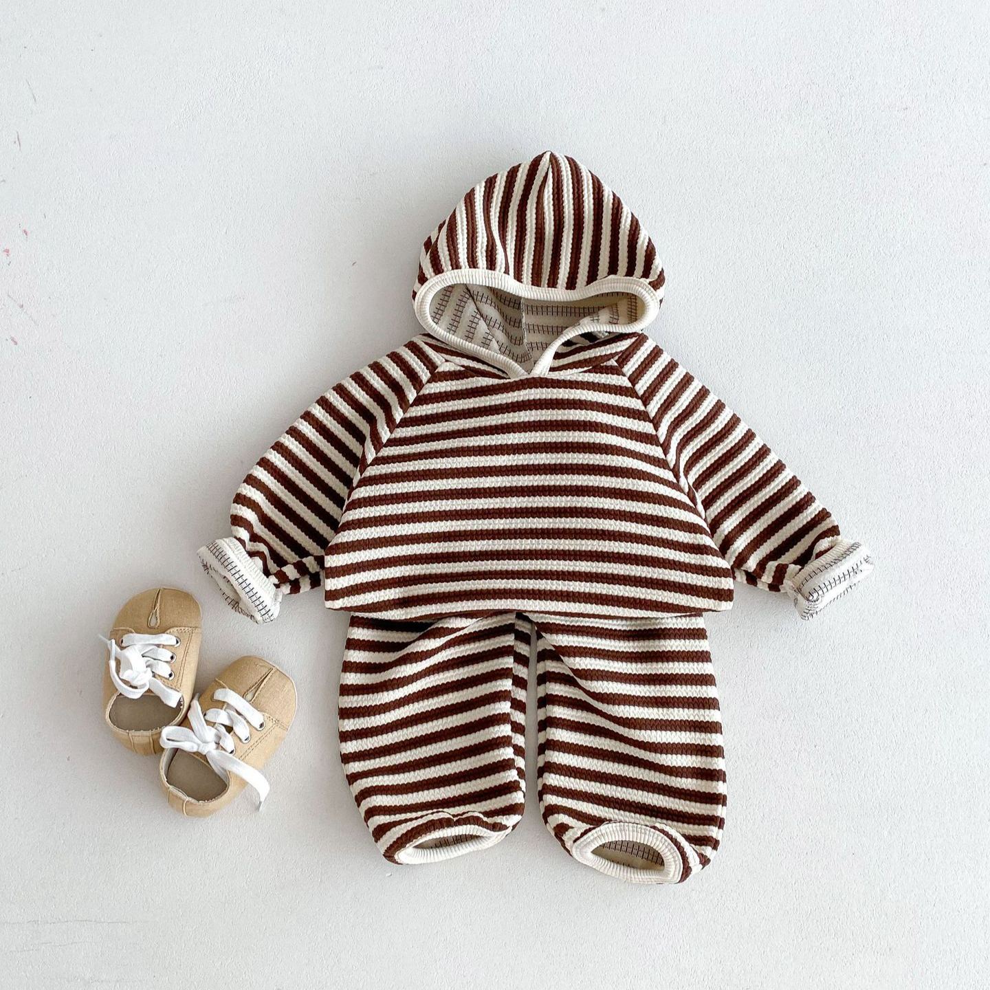 Baby 2-Piece Hooded Striped Sweatsuit Set