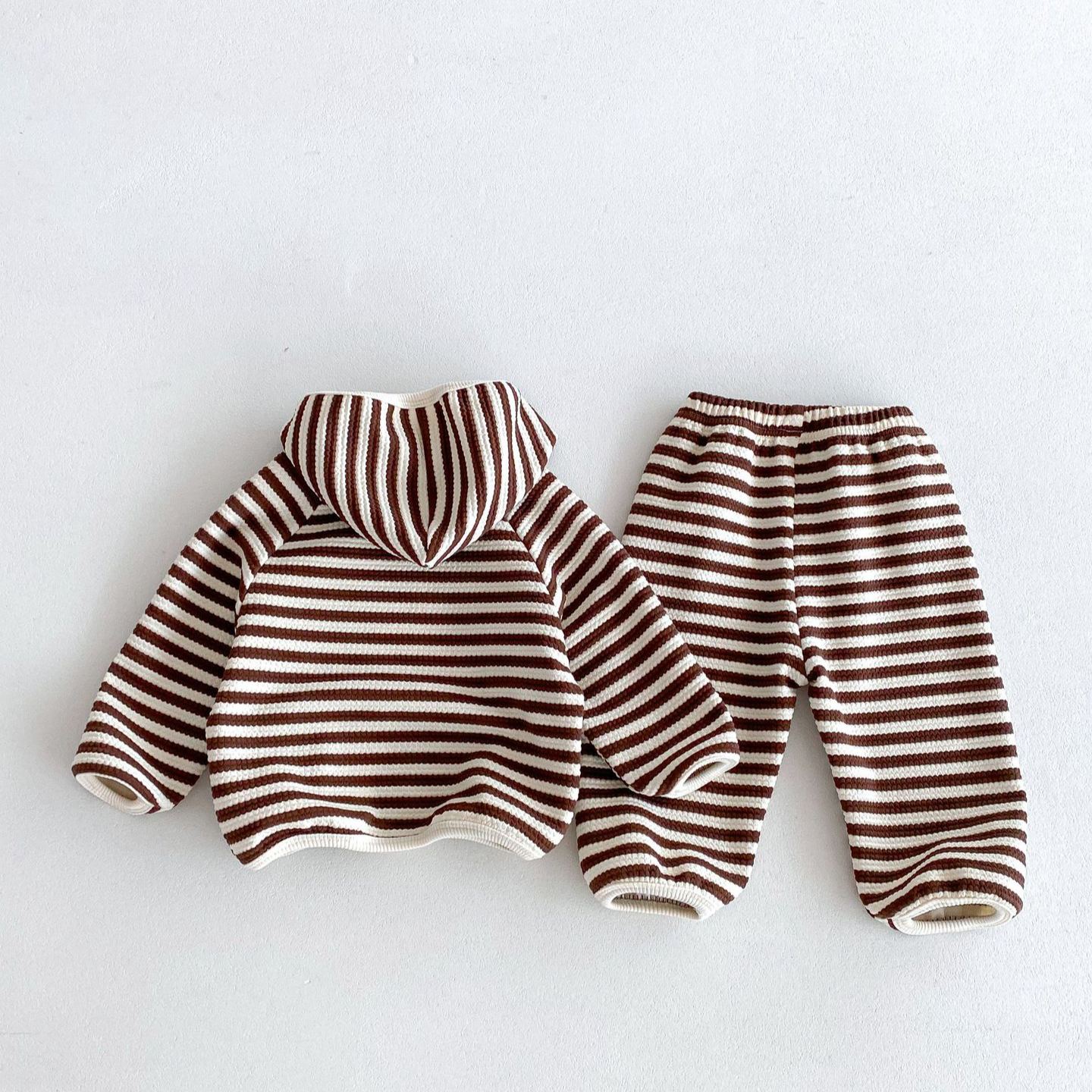Baby 2-Piece Hooded Striped Sweatsuit Set