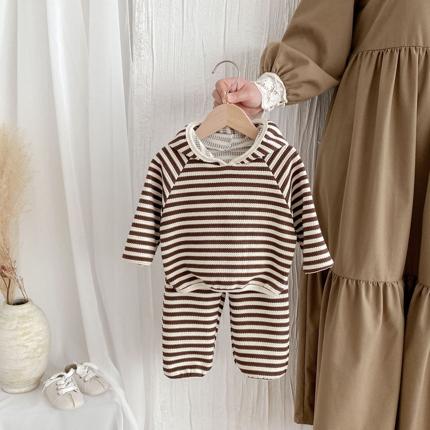 Baby 2-Piece Hooded Striped Sweatsuit Set