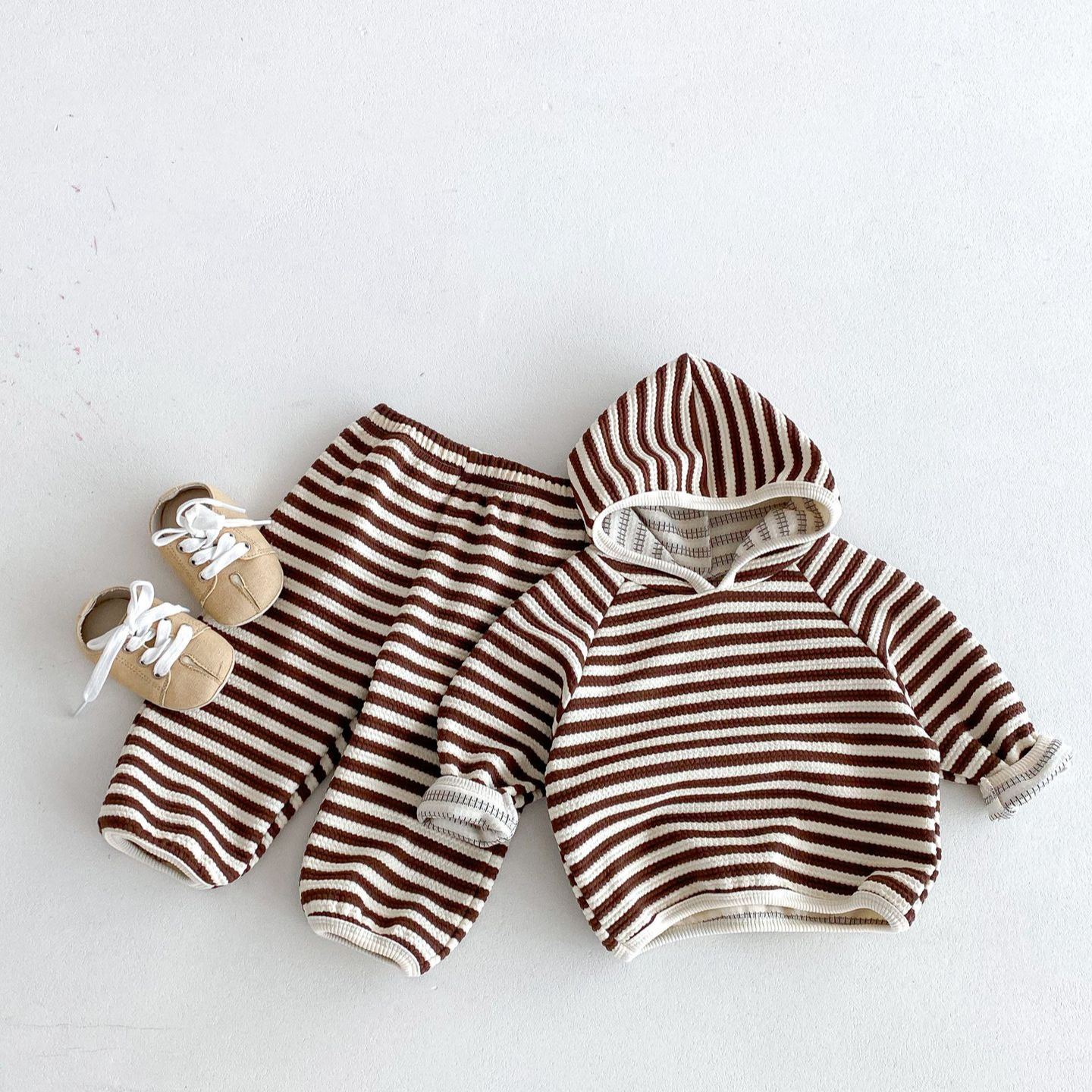 Baby 2-Piece Hooded Striped Sweatsuit Set