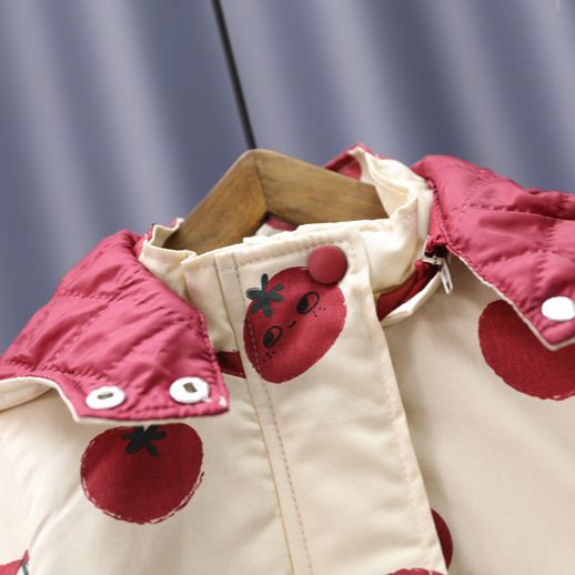 Kid Girl Tomato Hooded Trench Coat