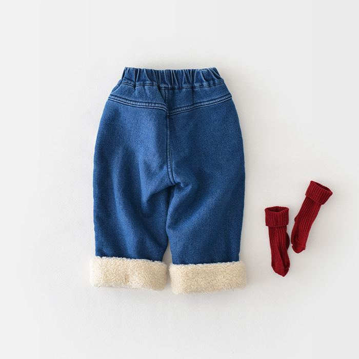 CHRISTMAS Baby Denim Deer Fleece Lined Pants