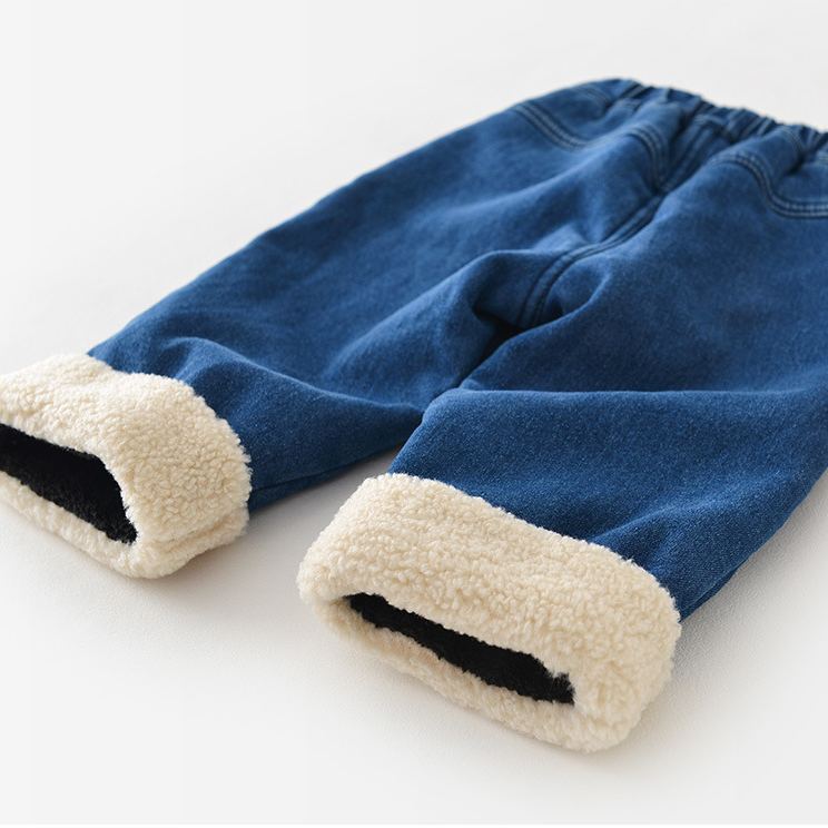 CHRISTMAS Baby Denim Deer Fleece Lined Pants