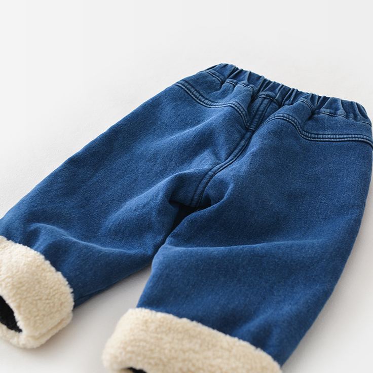 CHRISTMAS Baby Denim Deer Fleece Lined Pants