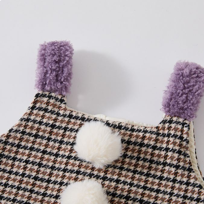 Baby Girl Plaid Heart Sleeveless Purple Dress & Black Top
