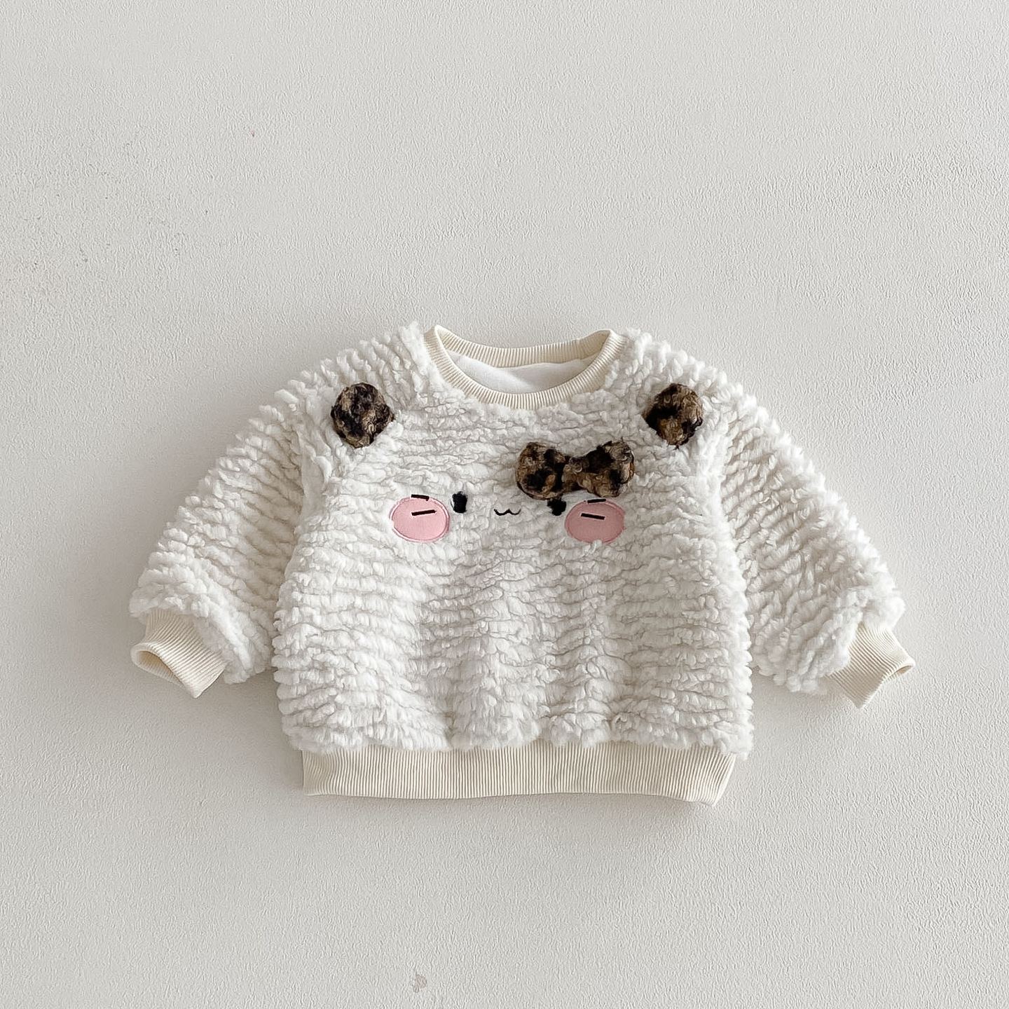 Baby Girl Cat Bow 2-piece Leopard Print Fleece Set