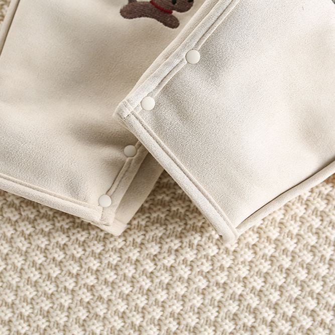 Baby Dog Embroidered Suede Padded Romper