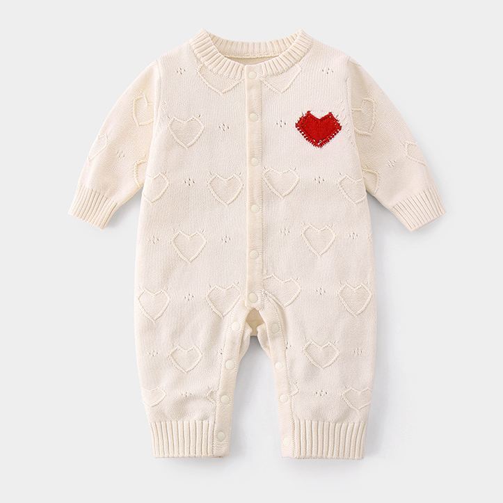 Baby Heart-shaped Solid Color Romper