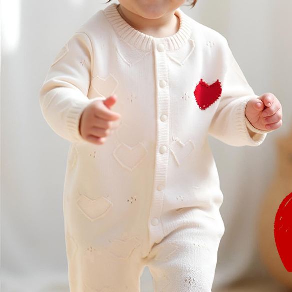 Baby Heart-shaped Solid Color Romper
