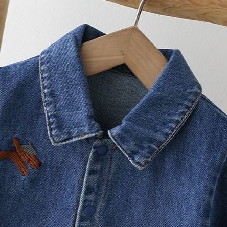 Baby Dog Patches Denim Lapel Romper