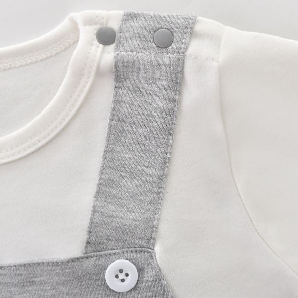 Baby Fake 2pcs Grey Pocket Romper