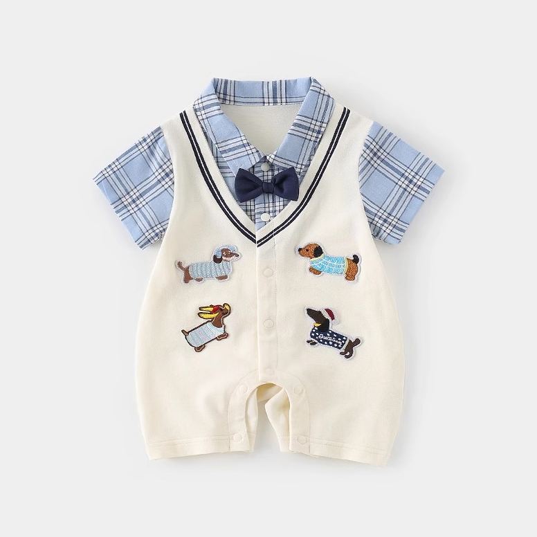 Baby Embroidered Dog Romper
