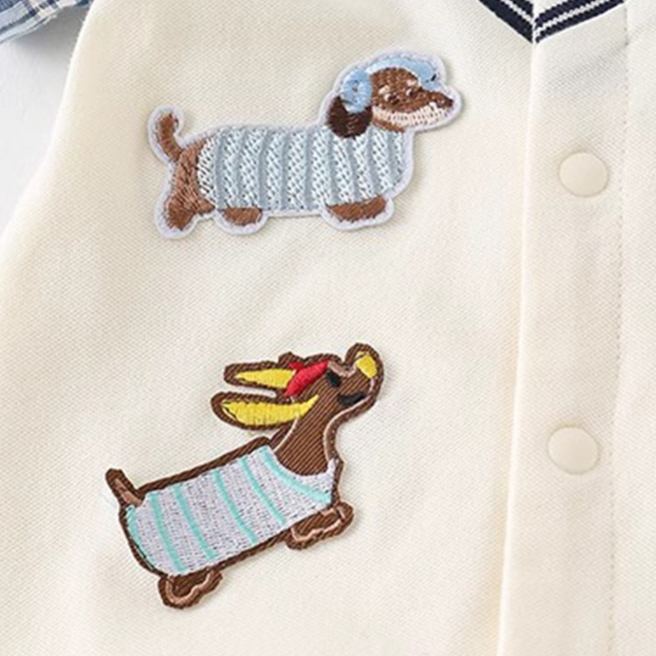Baby Embroidered Dog Romper