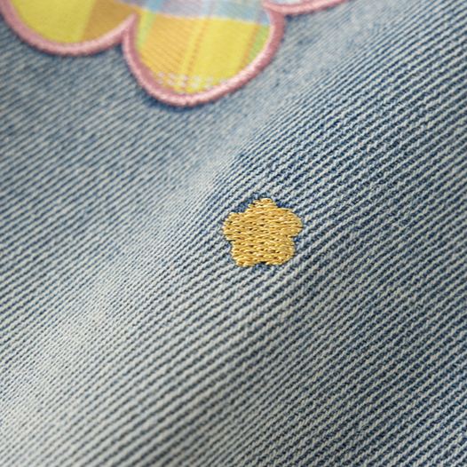 Toddler Kid Girl Denim Plaid Flower Pants