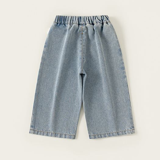 Toddler Kid Girl Denim Plaid Flower Pants