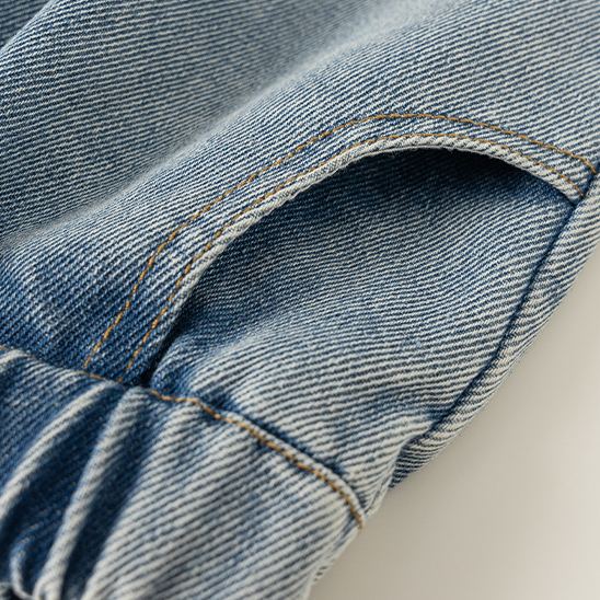 Toddler Kid Girl Denim Plaid Flower Pants