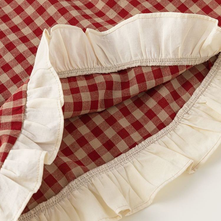 Toddler Kid Girl Plaid Flying Sleeves 2-piece Set