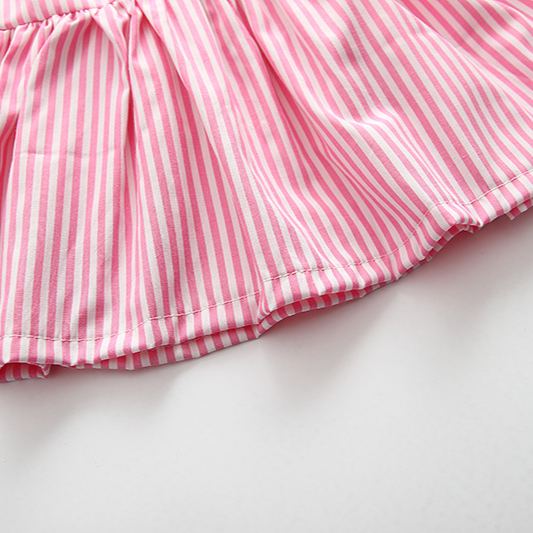 Baby 2-Piece Bow Vertical Striped Lace Set