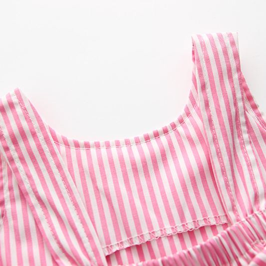 Baby 2-Piece Bow Vertical Striped Lace Set