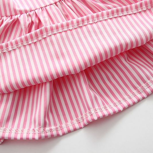 Baby 2-Piece Bow Vertical Striped Lace Set