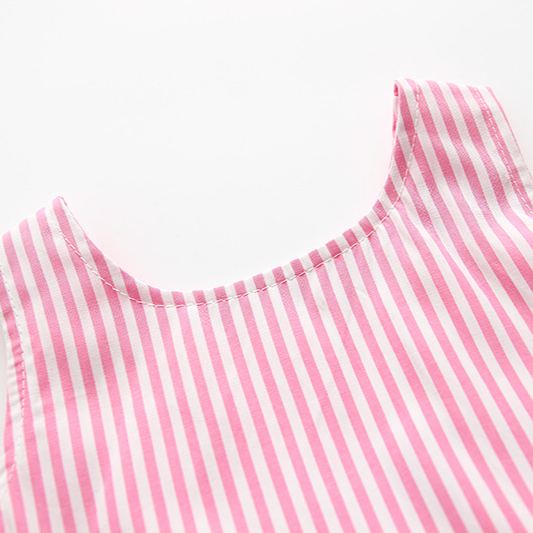 Baby 2-Piece Bow Vertical Striped Lace Set