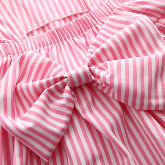 Baby 2-Piece Bow Vertical Striped Lace Set