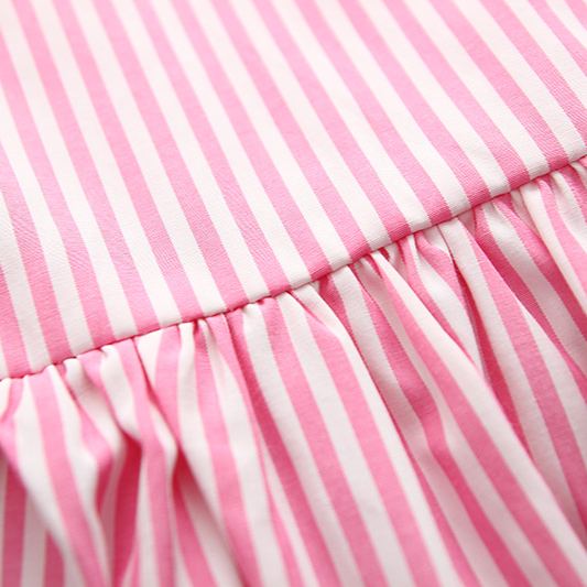 Baby 2-Piece Bow Vertical Striped Lace Set