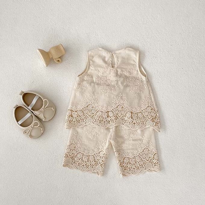 Baby Toddler 2-Piece Pink Plaid Sleeveless Casual Set