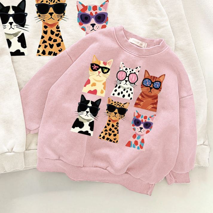 Mama and Me Cat Pattern Sweatshirt
