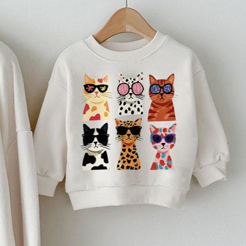 Mama and Me Cat Pattern Sweatshirt