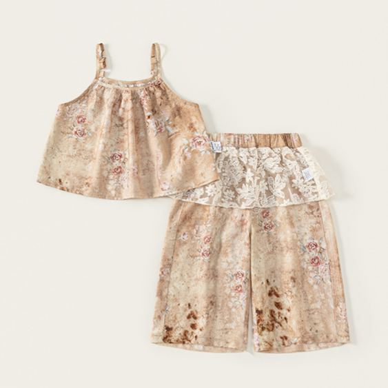 Toddler Retro Flowers Lace 2-Piece Set