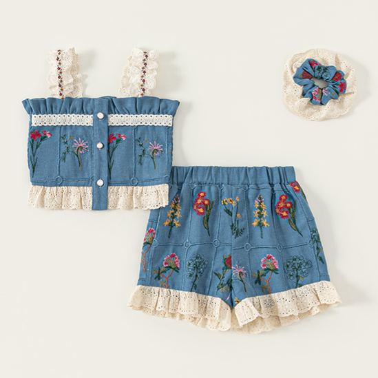 Toddler & Kids Flowers Lace 2-Piece Set