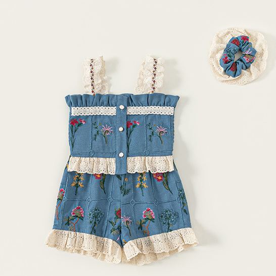 Toddler & Kids Flowers Lace 2-Piece Set