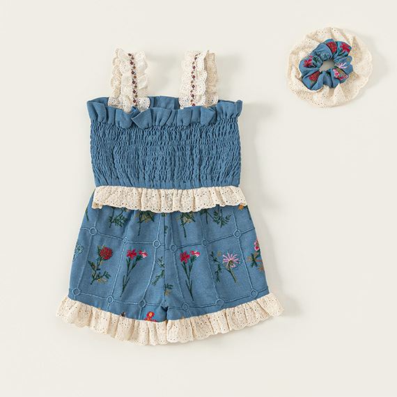 Toddler & Kids Flowers Lace 2-Piece Set