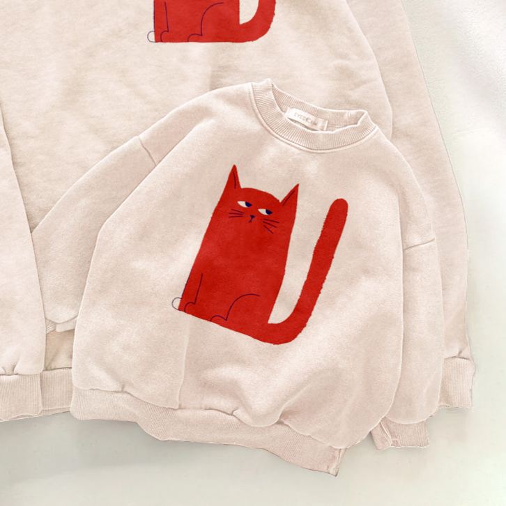Family Cat Pattern Sweatshirt