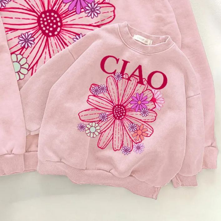 CIAO Family Sunflower Pattern Sweatshirt