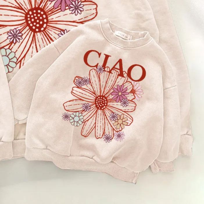 CIAO Family Sunflower Pattern Sweatshirt