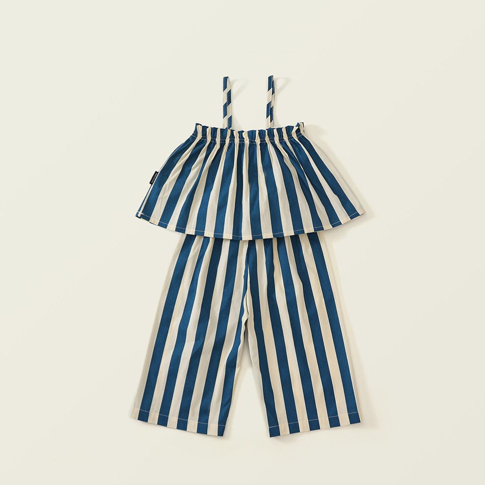 Toddler Girl Blue White Stripe Casual Two Piece Set