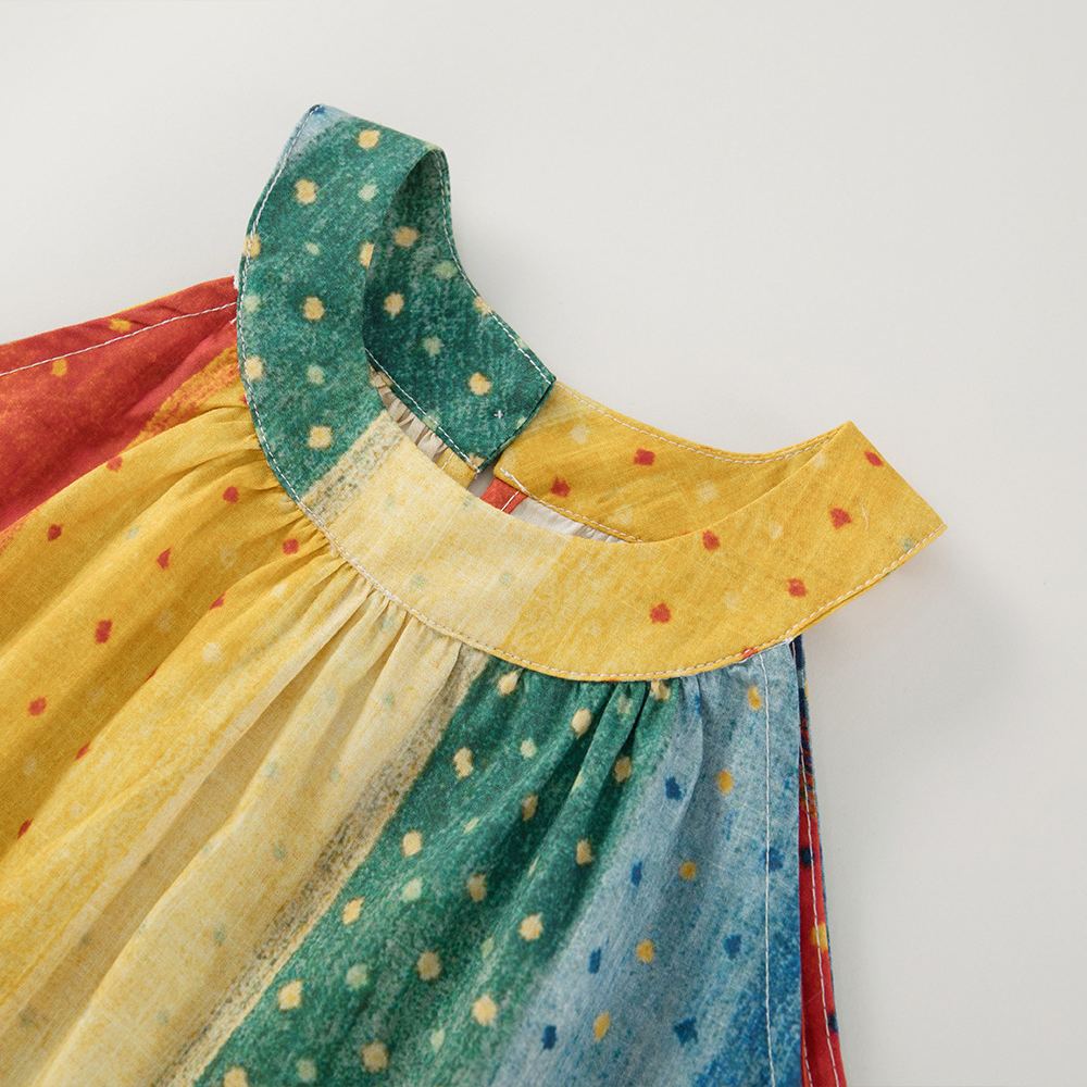 Toddler Girl Rainbow Panel Dot Dress