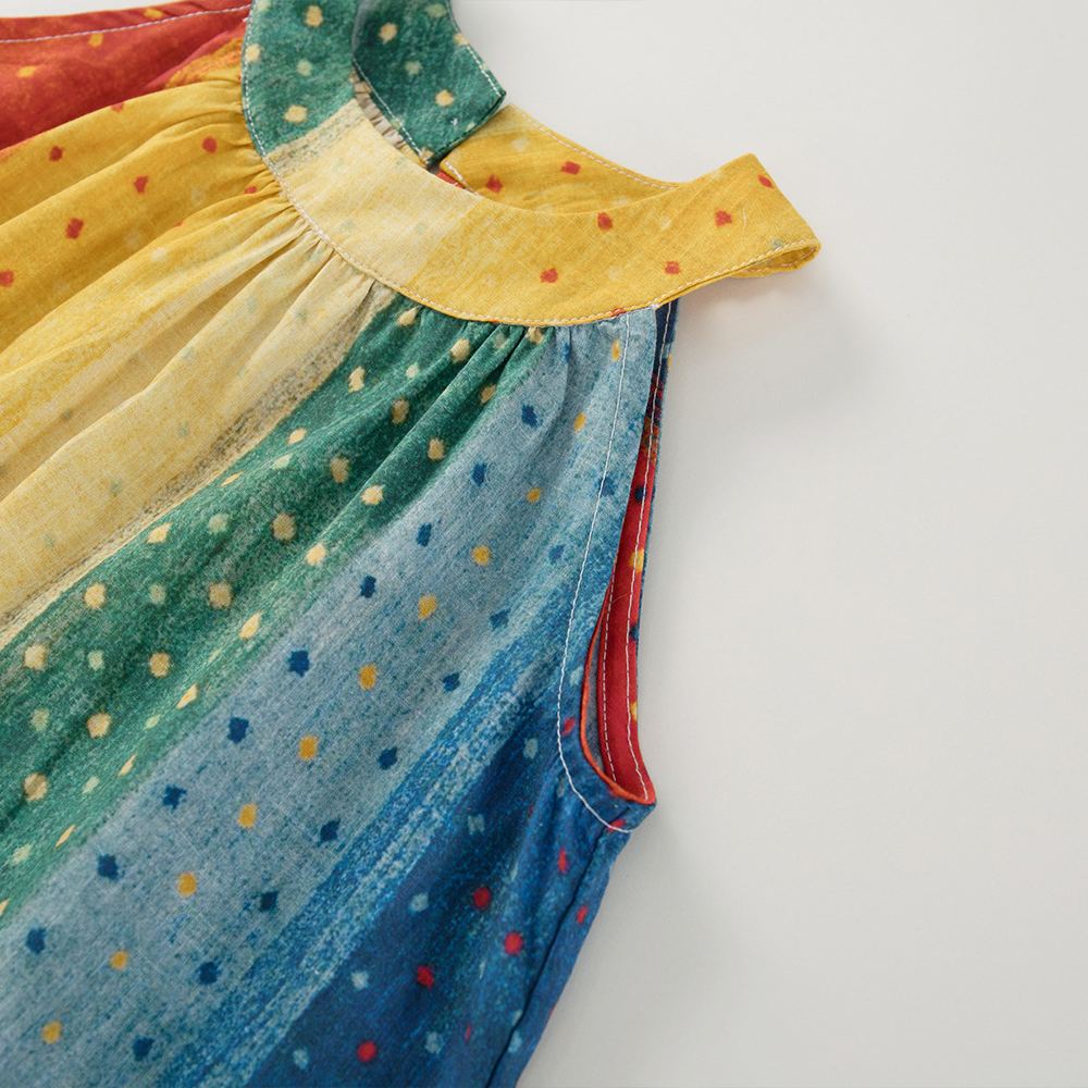 Toddler Girl Rainbow Panel Dot Dress