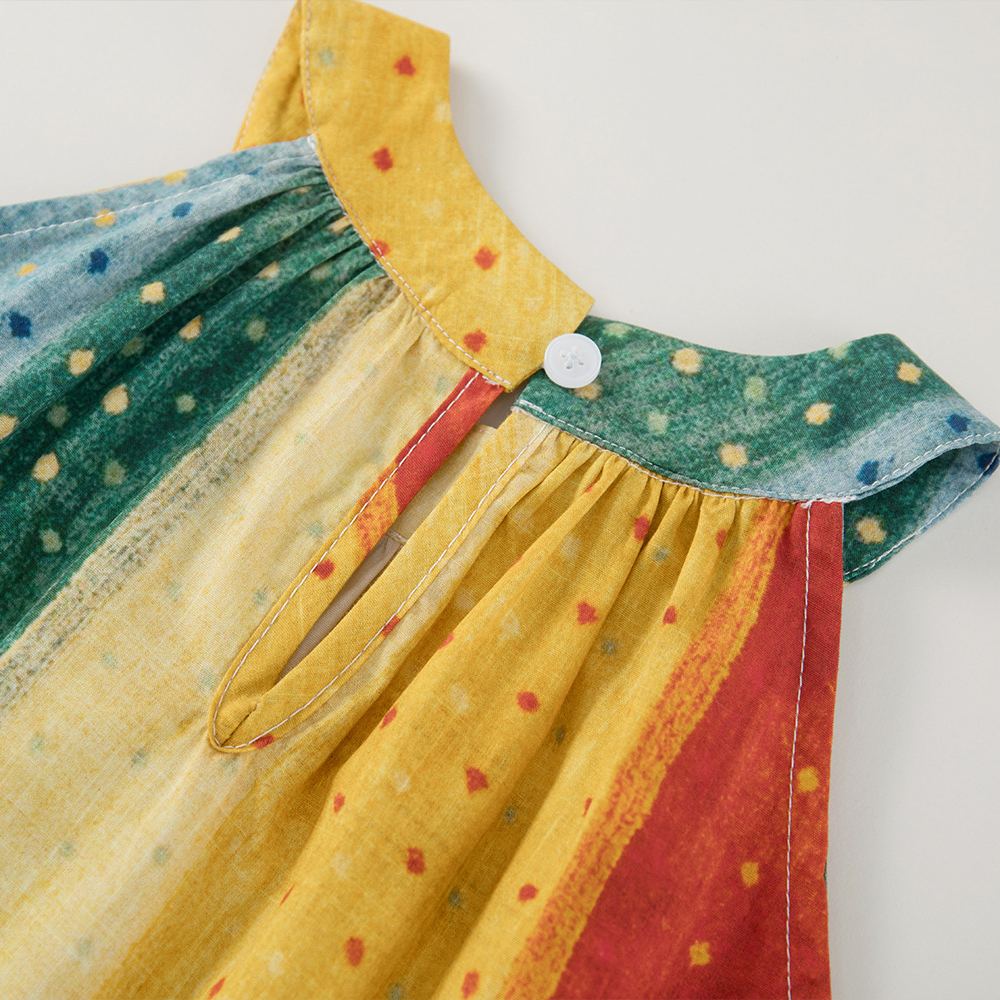 Toddler Girl Rainbow Panel Dot Dress