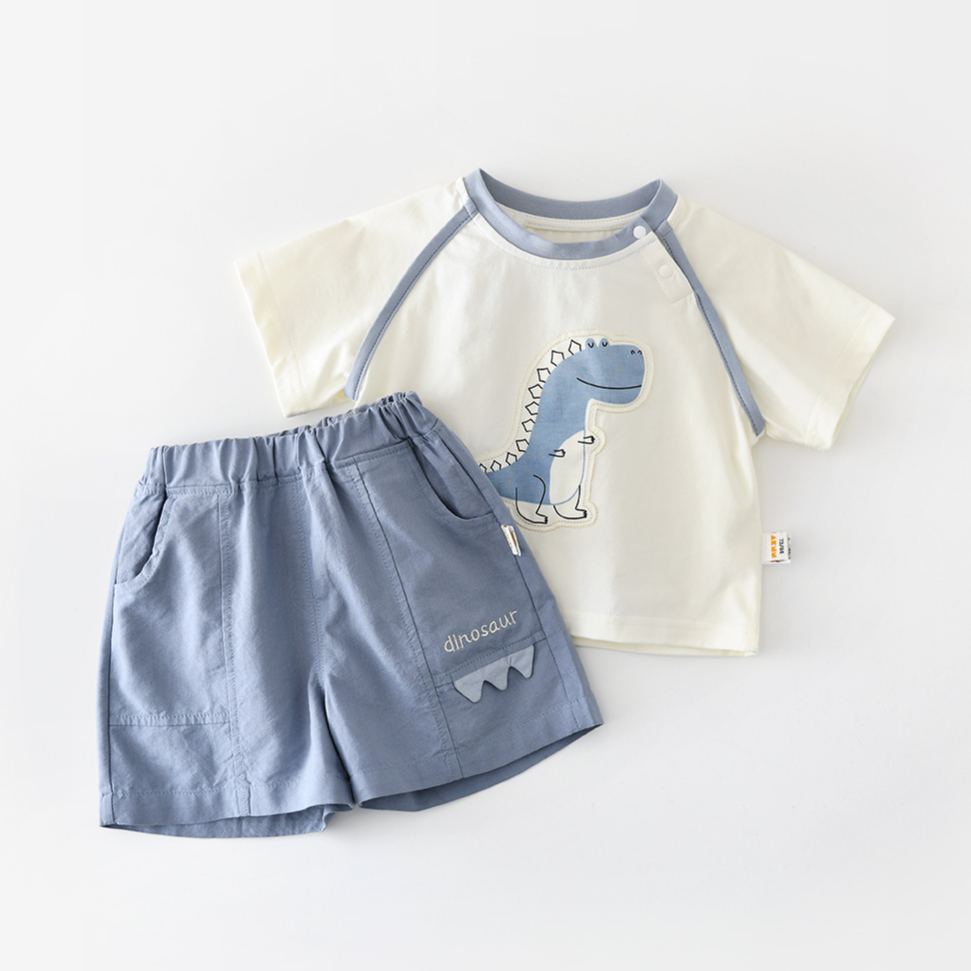 Baby Blue Dinosaur Cotton Set