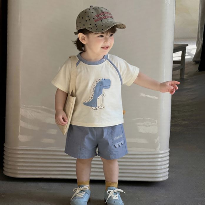 Baby Blue Dinosaur Cotton Set