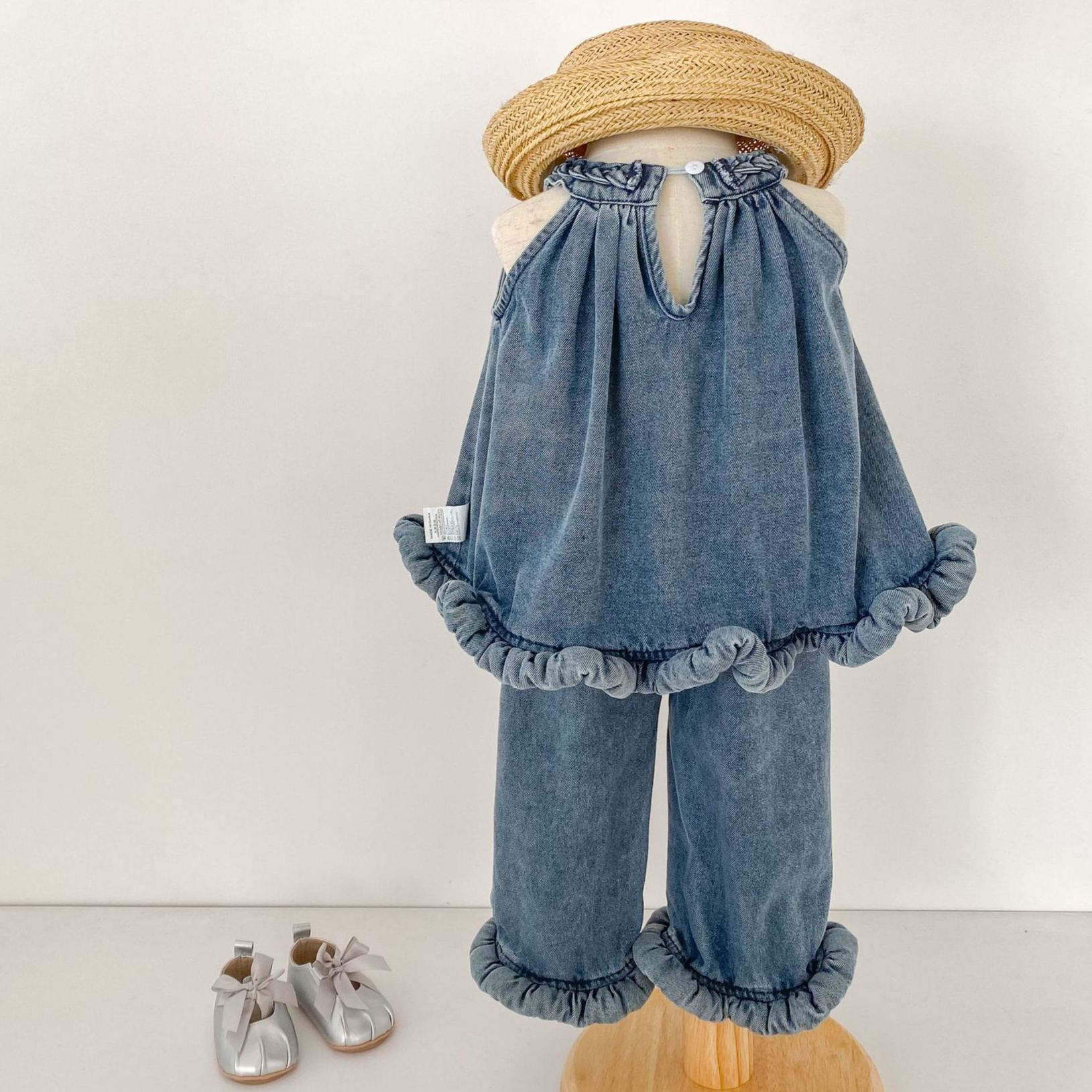 Baby Toddler Woven Denim Halter Top and Pants Sets