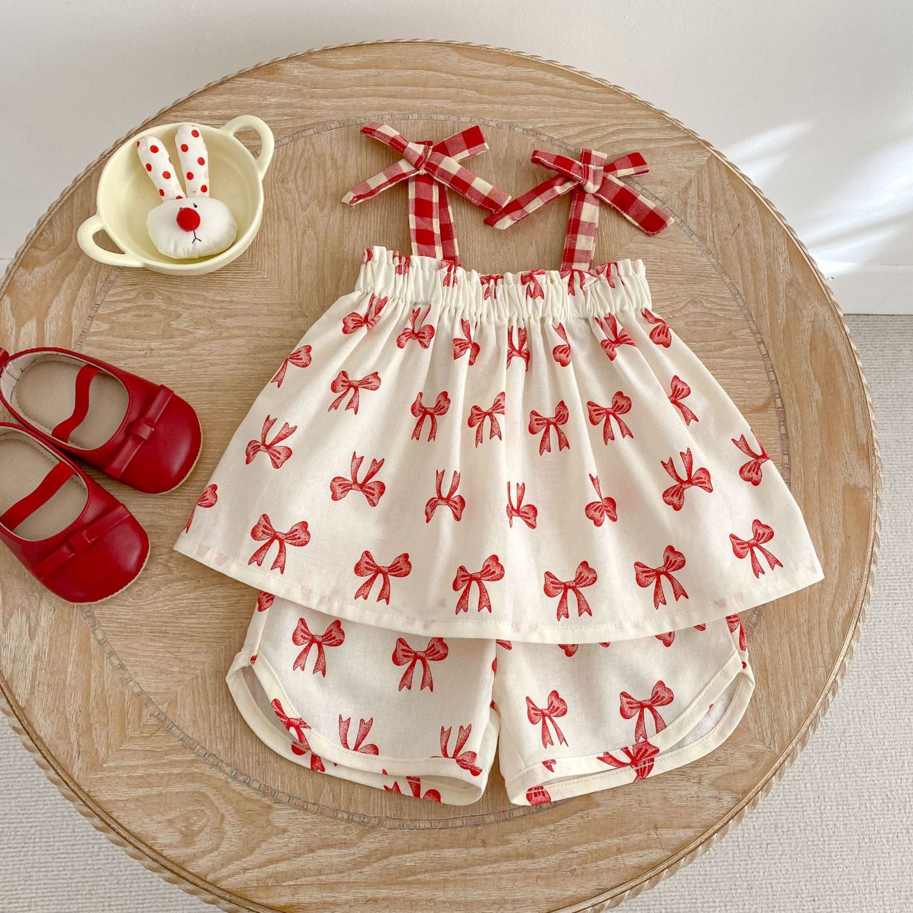 Baby Bow Tie Straps Top and Shorts Set