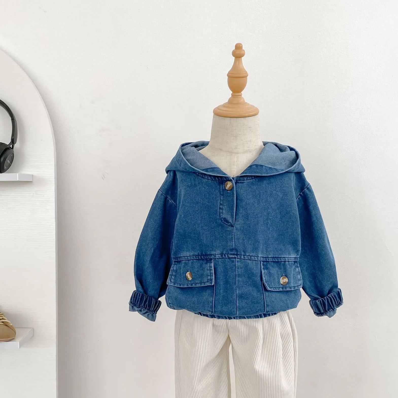 Baby & Kids Denim Hooded Pullover Jacket